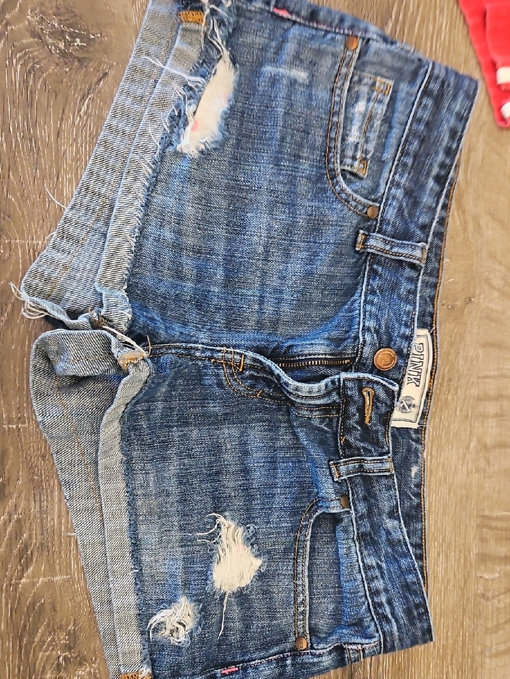 PINK Victoria's Secret Distressed Denim Shorts - Blue